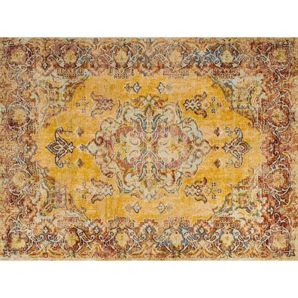 Bright Yellow Traditional Printed Pattern Vintage Area Rugs Floor Mat for Living Room Hall Office - Image 2