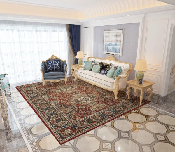 Pretty Vintage Brown Quality Polyester Printed Pattern Traditional Area Rugs Floor Mat for Living Room Hall Office - Image 3