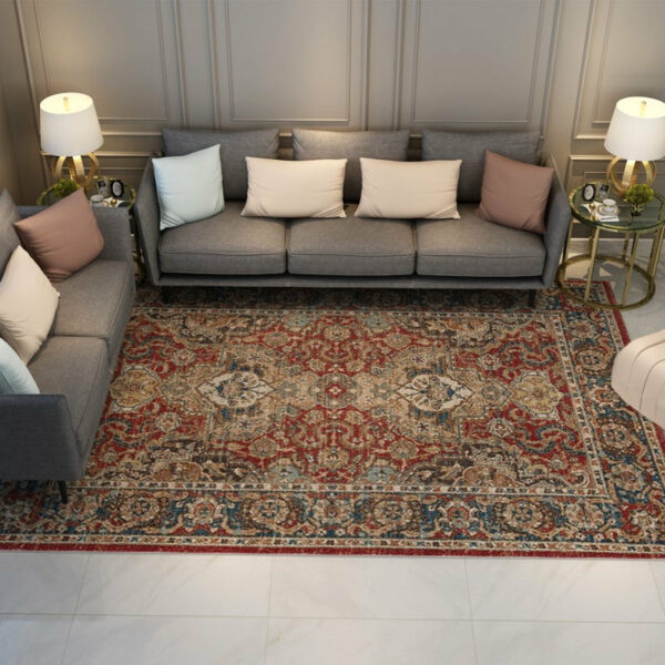 Pretty Vintage Brown Quality Polyester Printed Pattern Traditional Area Rugs Floor Mat for Living Room Hall Office