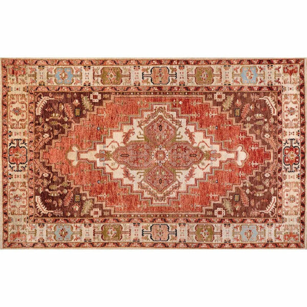 Beautiful Vintage Orange Brown Quality Polyester Printed Pattern Traditional Area Rugs Floor Mat for Living Room Hall Office - Image 2