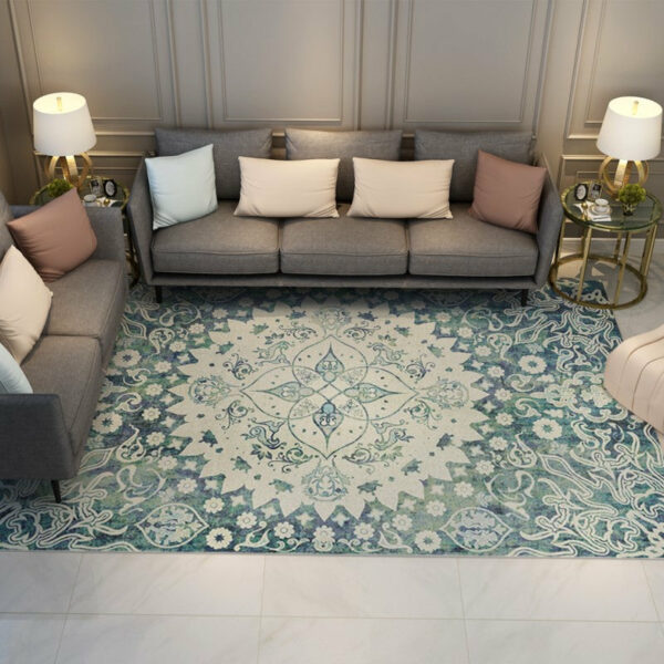 Light Green Beautiful Vintage Quality Polyester Printed Pattern Traditional Area Rugs Floor Mat for Living Room Hall Office
