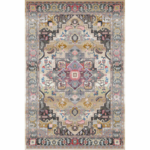 Grey Printed Pattern Vintage Polyester Traditional Area Rugs Floor Mat for Living Room Hall Office - Image 2