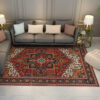 Red Area Rugs Floor Mat Patterned Vintage Traditional Polyester for Living Room Bedroom Hall Office