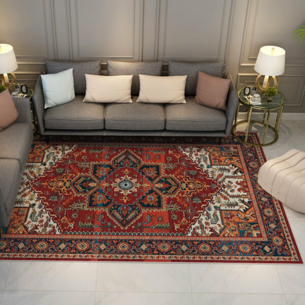 Red Area Rugs Floor Mat Patterned Vintage Traditional Polyester for Living Room Bedroom Hall Office