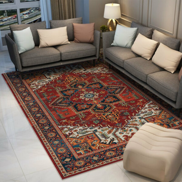Red Area Rugs Floor Mat Patterned Vintage Traditional Polyester for Living Room Bedroom Hall Office - Image 2