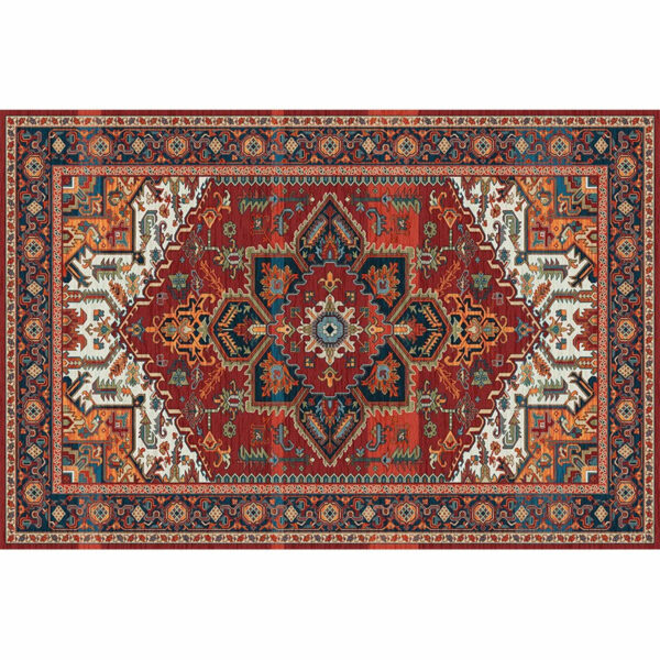 Red Area Rugs Floor Mat Patterned Vintage Traditional Polyester for Living Room Bedroom Hall Office - Image 3