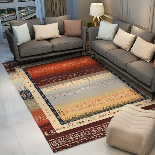 Simple Beige Area Rugs Floor Mat Patterned Vintage Traditional Polyester for Living Room Bedroom Hall Office - Image 3