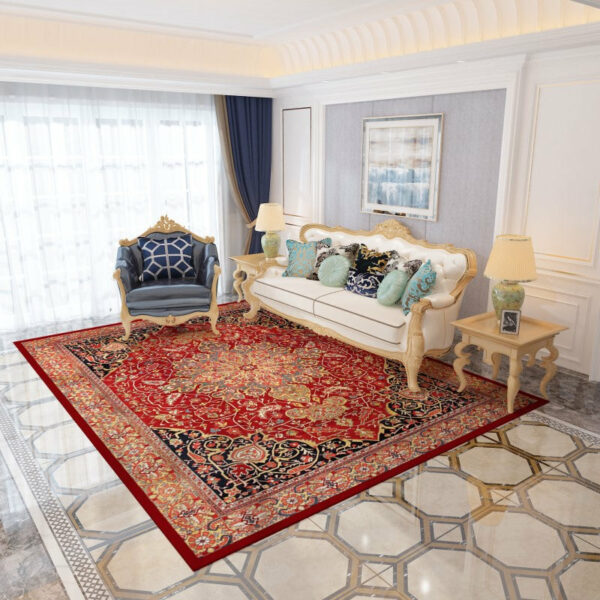 Traditional Floral Patterned Area Red Rugs Vintage Floor Mat Polyester for Bedroom Hall Office Living Room - Image 2