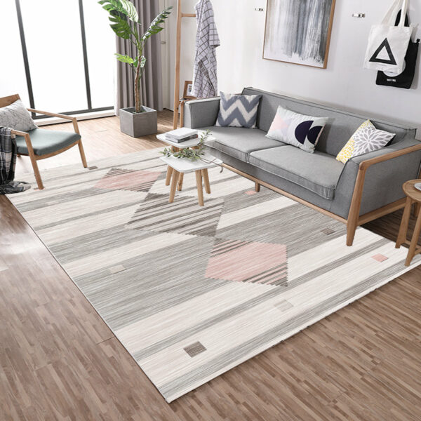 Grey Pink Geometric Modern Contemporary Rugs for Living Room Dining Room Bedroom