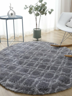 Grey Soft Round Comfortable Shaggy Rugs Living Room Bedroom Kids Room Bedside Floor Rugs