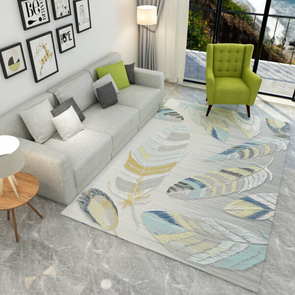 Colourful Beautiful Feather Modern Rugs for Living Room Dining Room Bedroom