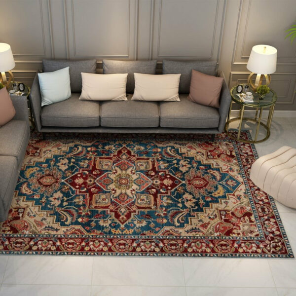 Traditional  Pattern Area Rugs Floral Vintage Polyester Floor Carpet for Hall Living Room Office Bedroom