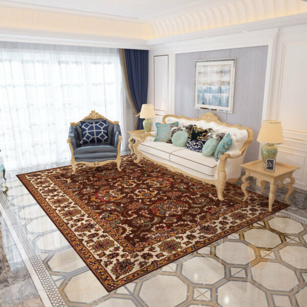 Brownish Yellow Traditional Pattern Floor Carpet Area Rugs Vintage Polyester for Office Bedroom Hall Living Room - Image 2