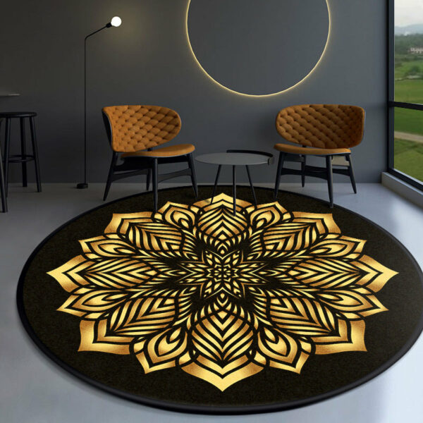 3D Patterned Round Yellow Modern Area Rugs for Living Room Bedroom Office Anti-slip Carpets