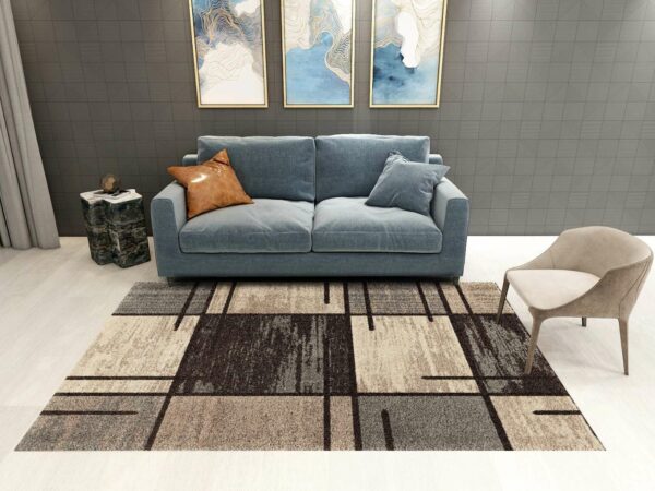 Black Grey Modern Contemporary Simple Geometric Rugs for Living Room Dining Room Bedroom