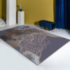 Purple Golden Lines Pattern Modern Contemporary Simple Rugs for Living Room Dining Room Bedroom