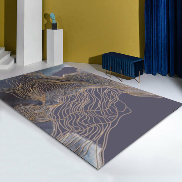 Purple Golden Lines Pattern Modern Contemporary Simple Rugs for Living Room Dining Room Bedroom