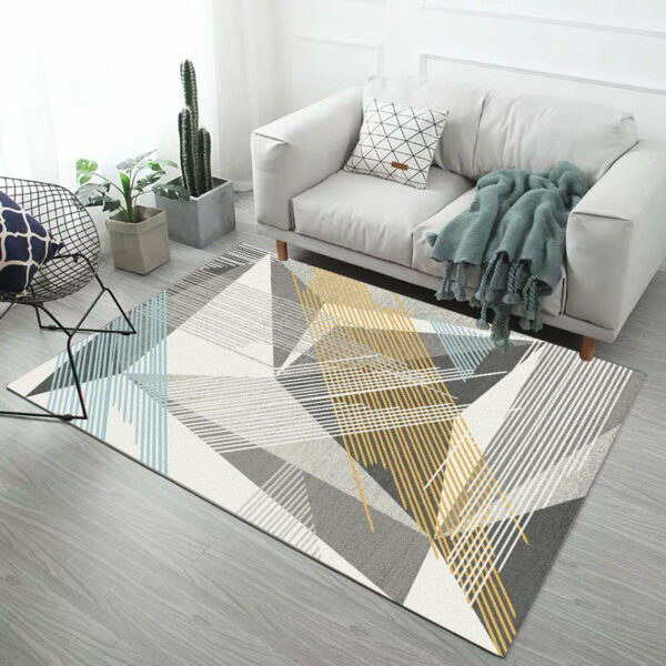 Multi-Coloured Diamond And Lines Pattern Modern Simple Contemporary Geometric Rugs For Living Room Dining Room Bedroom