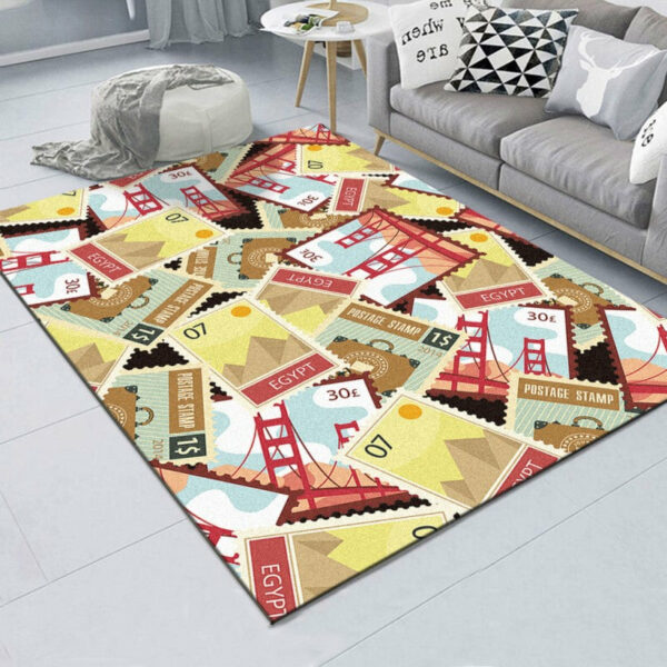 Modern Stamp Geometric Lovely Patterned Simple Rugs Polyester Carpets for Dining Room Bedroom Office Hall Living Room