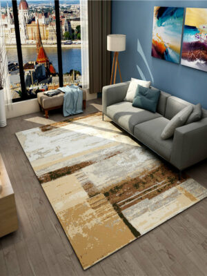 Abstract Modern Yellow Gradient Simple Rugs Polyester Carpets Patterned for Bedroom Hall Living Room Dining Room