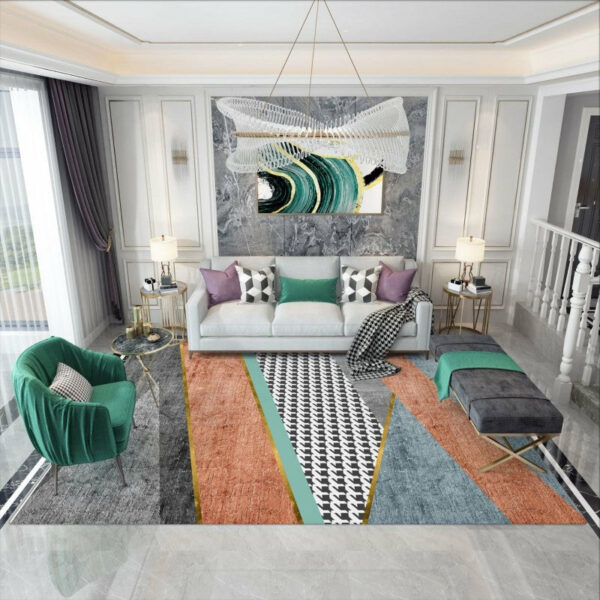 Brown Grey Striped Moroccan Geometric Modern Simplicity Patterned Rugs for Living Room Dining Room Bedroom Hall