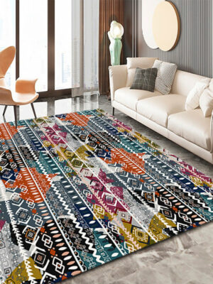 Multi-colours Moroccan Geometric Traditional 3D Pattern Floor Mat Modern Rug for Bedroom Living Room Sofa Office Hall
