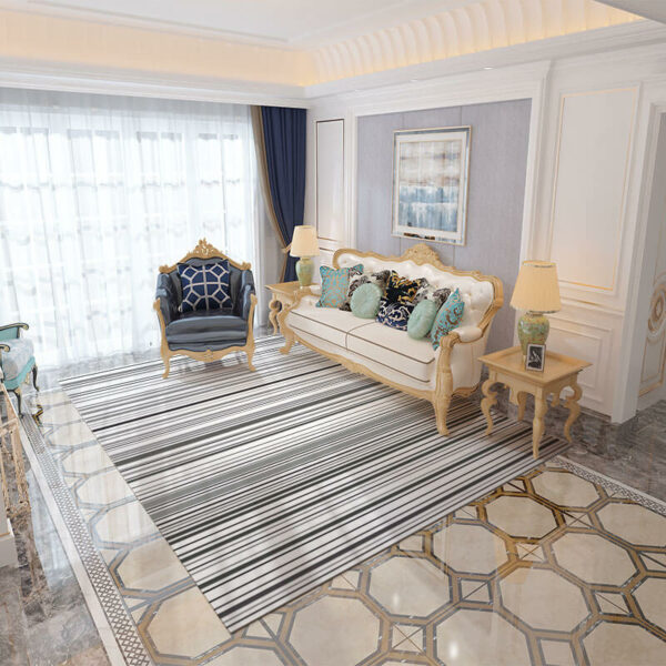 Grey Line Striped Modern Geometric Moroccan Simplicity Rug 3D Pattern Floor Mat for Bedroom Living Room Sofa Office Hall - Image 2