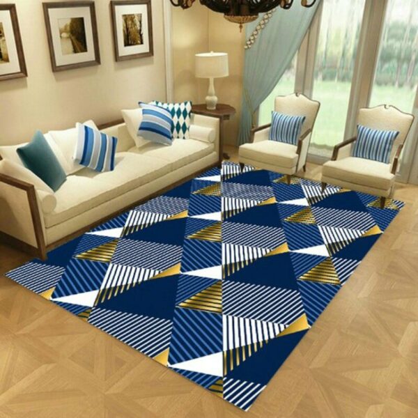 Blue Moroccan Simple Modern Rugs Patterned Polyester Carpets for Hall Dining Room Bedroom Living Room Office