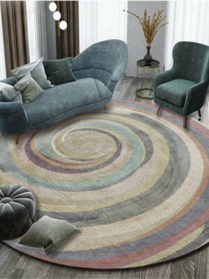 Rainbow Circle Pattern Round Modern Rug for Living Room Bedroom Kitchen Hall
