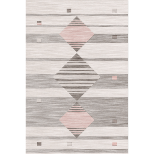 Pink Gray Rhombus Geometry Rugs for Living Room Dining Room Bedroom - Image 2
