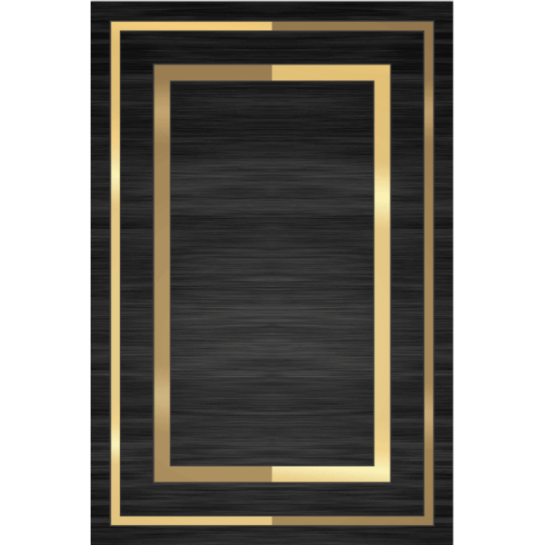 Gold Line Black Simplicity Area Rugs Floor Mat for Living Room Bedroom Office Hall - Image 2