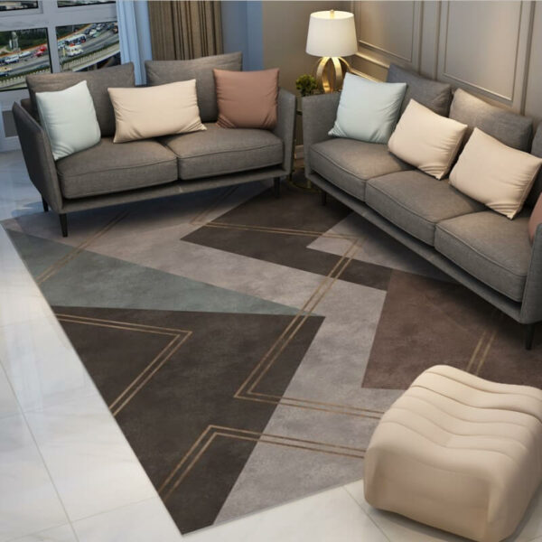Grey Brown Geometric Rugs for Living Room Dining Room Bedroom Hall - Image 2