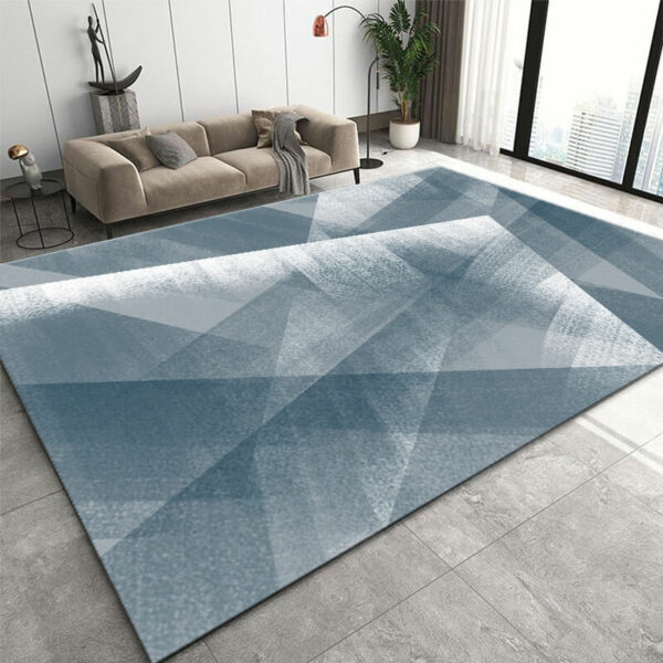 Grey Blue Gradient Triangle Patterned Modern Area Rugs Polyester Carpets for Dining Room Office Bedroom Living Room Hall