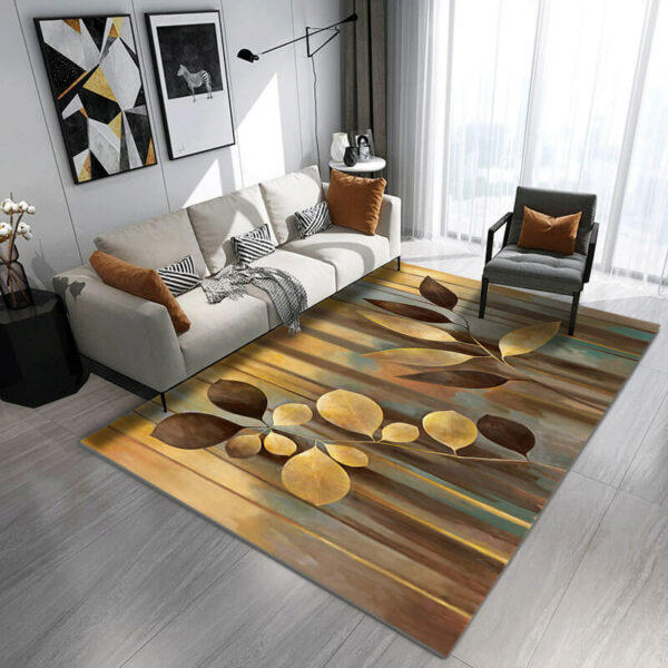 Brown Leaves Pastoral Style Pattern Rugs for Living Room Dining Room Bedroom Hall