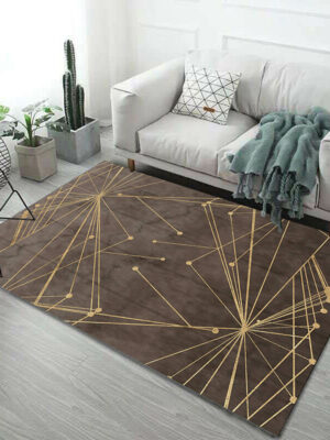 Radioactive Lines Pattern Brown Modern Simplicity Rugs for Living Room Dining Room Bedroom Hall