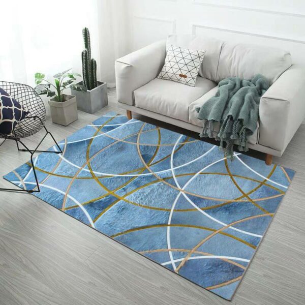 Intersecting Lines Pattern Blue Modern Simplicity Rugs for Living Room Dining Room Bedroom