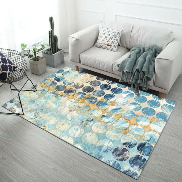 Blue Circle Pattern Modern Simplicity Geometric Rugs for Living Room Dining Room Bedroom