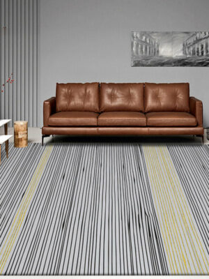 Black Yellow Lines Pattern Modern Striped Rug For Bedroom Living Room Sofa Rugs Floor Mat