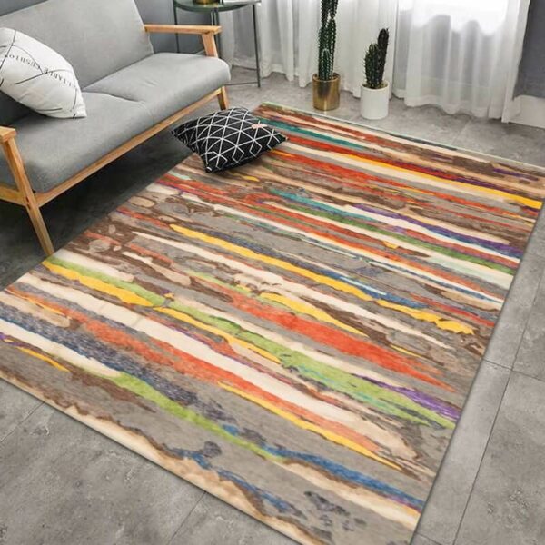 Multicoloured Striped Moroccan Pattern Printed Rugs for Living Room Hall Dining Room Office