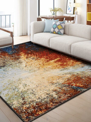 Red Abstract Gradient Pattern Modern Polyester Carpets Area Rugs for Living Room Bedroom Hall