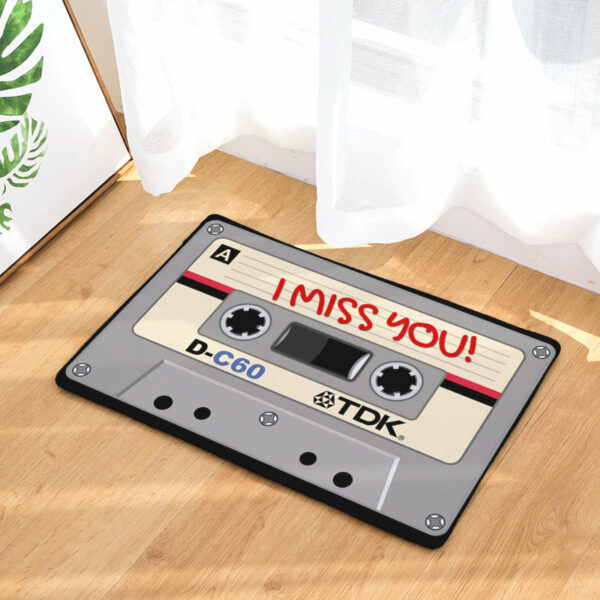 Grey Retro Tape Flannel Patterned Simplicity Entryway Doormat Rugs Kitchen Bathroom Anti-slip Mats