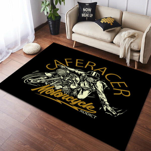 Vintage Harley Kawasaki Ducati Motorcycle Flannel Floor Mats 04 - Image 5