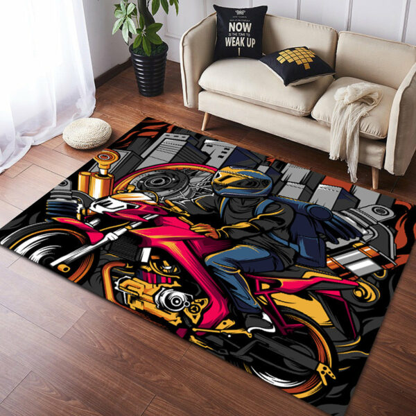 Vintage Harley Kawasaki Ducati Motorcycle Flannel Floor Mats 05