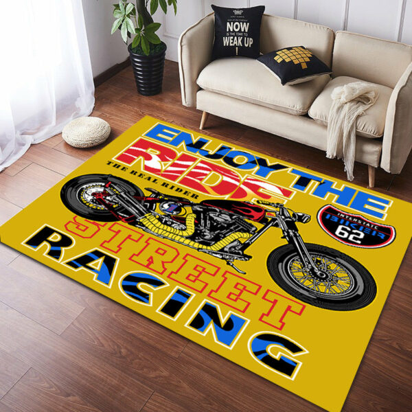 Vintage Harley Kawasaki Ducati Motorcycle Flannel Floor Mats 06