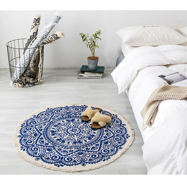 Round Cotton Area Rug with Tassel Hand Woven Machine Washable Floor Carpet Rug for Living Room Bedroom 90cm 01 - Image 5