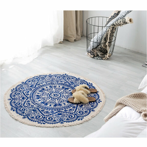 Round Cotton Area Rug with Tassel Hand Woven Machine Washable Floor Carpet Rug for Living Room Bedroom 90cm 01 - Image 7