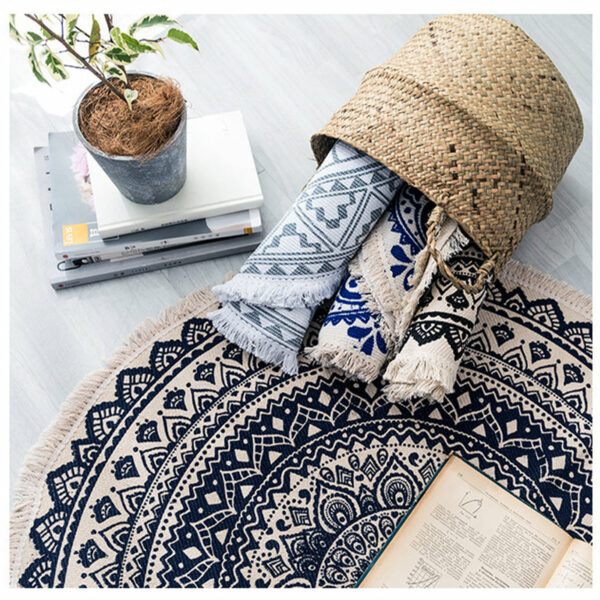 Round Cotton Area Rug with Tassel Hand Woven Machine Washable Floor Carpet Rug for Living Room Bedroom 90cm 02 - Image 6