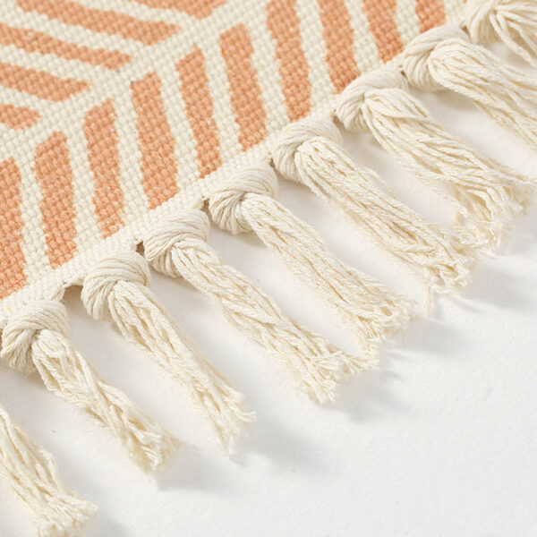 Decorative Colourful Cotton Area Rug Hand Woven Washable Rug Entryway Bedside Runner Thin Floor Mat Carpet with Tassel - Image 2