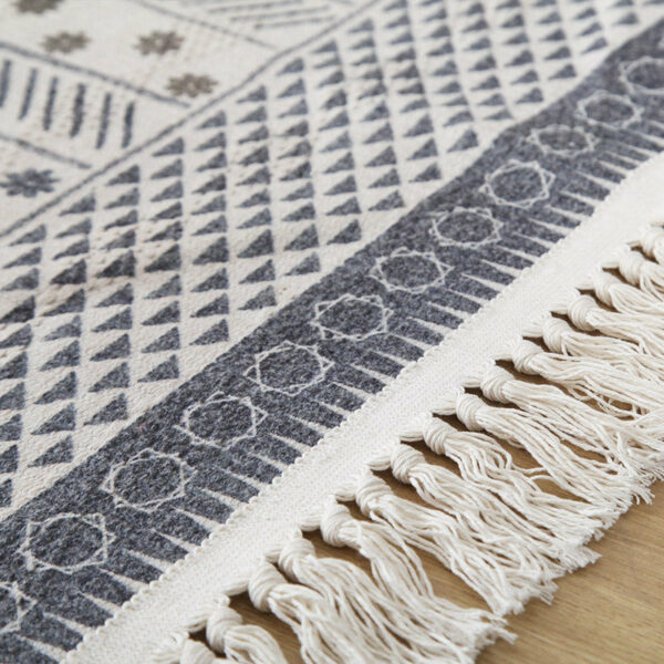 Moroccan Geometric Cotton Area Rug with Tassel Hand Woven Floor Carpet Rug for Living Room Bedroom - Image 4