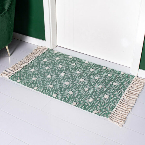 Retro Moroccan Geometric Pattern Cotton and Linen Area Rug with Tassel Handwoven Floor Carpet Rug for Living Room Bedroom 13